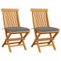 vidaXL Gartenstühle mit Grauen Kissen 2 Stk. Massivholz Teak vidaXL Gartenstühle mit Grauen Kissen 2 Stk. Massivholz Teak