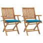 Gartenstühle 2 Stk. mit Blauen Kissen Teak Massivholz Gartenstühle 2 Stk. mit Blauen Kissen Teak Massivholz