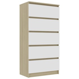 vidaXL Sideboard mit Schubladen Weiß Sonoma-Eiche 60x35x121cm