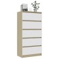 vidaXL Sideboard mit Schubladen Weiß Sonoma-Eiche 60x35x121cm vidaXL Sideboard mit Schubladen Weiß Sonoma-Eiche 60x35x121cm