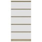 vidaXL Sideboard mit Schubladen Weiß Sonoma-Eiche 60x35x121cm vidaXL Sideboard mit Schubladen Weiß Sonoma-Eiche 60x35x121cm
