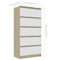vidaXL Sideboard mit Schubladen Weiß Sonoma-Eiche 60x35x121cm vidaXL Sideboard mit Schubladen Weiß Sonoma-Eiche 60x35x121cm