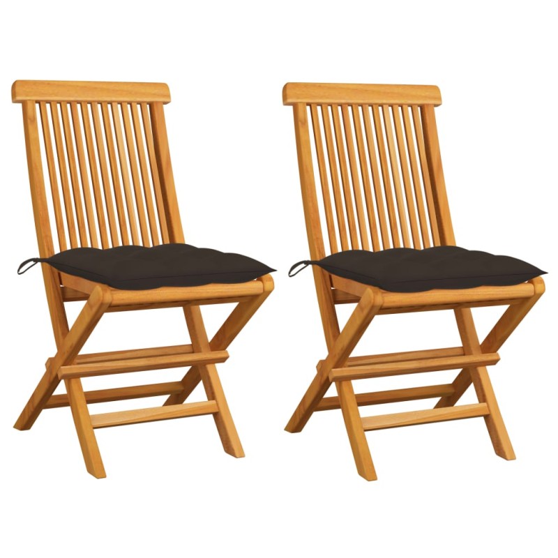 vidaXL Gartenstühle mit Taupe Kissen 2 Stk. Massivholz Teak vidaXL Gartenstühle mit Taupe Kissen 2 Stk. Massivholz Teak