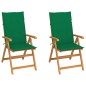 Gartenstühle 2 Stk. mit Grünen Kissen Massivholz Teak Gartenstühle 2 Stk. mit Grünen Kissen Massivholz Teak