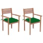 vidaXL Gartenstühle 2 Stk. mit Grünen Kissen Massivholz Teak vidaXL Gartenstühle 2 Stk. mit Grünen Kissen Massivholz Teak