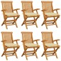 Gartenstühle mit Cremeweißen Kissen 6 Stk. Massivholz Teak Gartenstühle mit Cremeweißen Kissen 6 Stk. Massivholz Teak