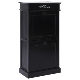 vidaXL Schuhschrank Schwarz 50 x 28 x 98 cm Paulownia Holz