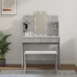 vidaXL Schminktisch-Set mit LED Betongrau Holzwerkstoff vidaXL Schminktisch-Set mit LED Betongrau Holzwerkstoff