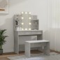 vidaXL Schminktisch-Set mit LED Betongrau Holzwerkstoff vidaXL Schminktisch-Set mit LED Betongrau Holzwerkstoff