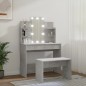 vidaXL Schminktisch-Set mit LED Betongrau Holzwerkstoff vidaXL Schminktisch-Set mit LED Betongrau Holzwerkstoff