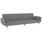 vidaXL Schlafsofa 2-Sitzer mit 2 Kissen Hellgrau Samt vidaXL Schlafsofa 2-Sitzer mit 2 Kissen Hellgrau Samt