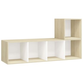 vidaXL 2-tlg. TV-Schrank-Set Weiß Sonoma-Eiche Holzwerkstoff