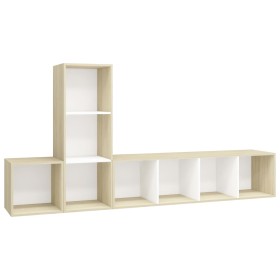 vidaXL 3-tlg. TV-Schrank-Set Weiß Sonoma-Eiche Holzwerkstoff