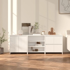 vidaXL 3-tlg. Sideboard Weiß Holzwerkstoff
