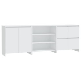 vidaXL 3-tlg. Sideboard Weiß Holzwerkstoff