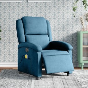 vidaXL Massagesessel Elektrisch Blau Samt