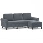 vidaXL 3-Sitzer-Sofa mit Hocker Dunkelgrau 180 cm Samt vidaXL 3-Sitzer-Sofa mit Hocker Dunkelgrau 180 cm Samt