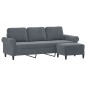 vidaXL 3-Sitzer-Sofa mit Hocker Dunkelgrau 180 cm Samt vidaXL 3-Sitzer-Sofa mit Hocker Dunkelgrau 180 cm Samt