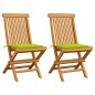 Gartenstühle mit Hellgrünen Kissen 2 Stk. Massivholz Teak Gartenstühle mit Hellgrünen Kissen 2 Stk. Massivholz Teak