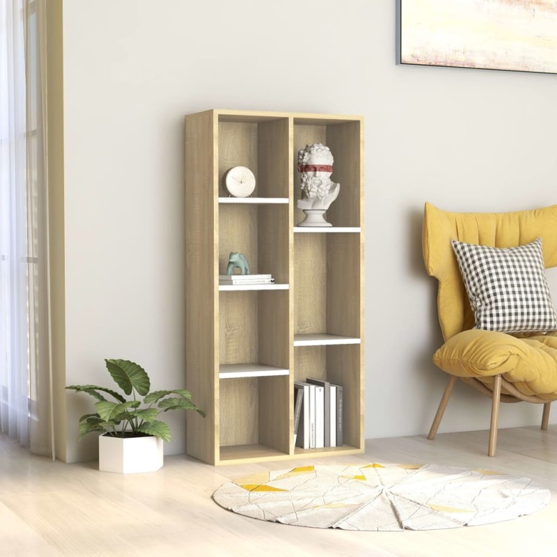 vidaXL Bücherregal Weiß und Sonoma-Eiche 50x25x106 cm Holzwerkstoff vidaXL Bücherregal Weiß und Sonoma-Eiche 50x25x106 cm Holzwerkstoff