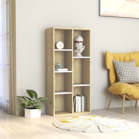 vidaXL Bücherregal Weiß und Sonoma-Eiche 50x25x106 cm Holzwerkstoff