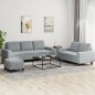 vidaXL 3-tlg. Sofagarnitur Hellgrau Stoff vidaXL 3-tlg. Sofagarnitur Hellgrau Stoff