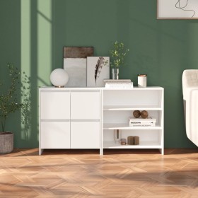 vidaXL 2-tlg. Sideboard Weiß Holzwerkstoff