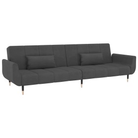 vidaXL Schlafsofa 2-Sitzer mit 2 Kissen Dunkelgrau Samt