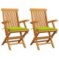 Gartenstühle mit Hellgrünen Kissen 2 Stk. Massivholz Teak Gartenstühle mit Hellgrünen Kissen 2 Stk. Massivholz Teak