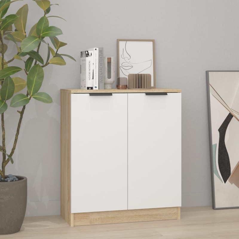 vidaXL Sideboard Weiß & Sonoma-Eiche 60x30x70 cm Holzwerkstoff vidaXL Sideboard Weiß & Sonoma-Eiche 60x30x70 cm Holzwerkstoff