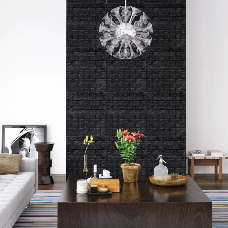 vidaXL 3D Tapete Ziegelstein Selbstklebend 10 Stk. Schwarz vidaXL 3D Tapete Ziegelstein Selbstklebend 10 Stk. Schwarz