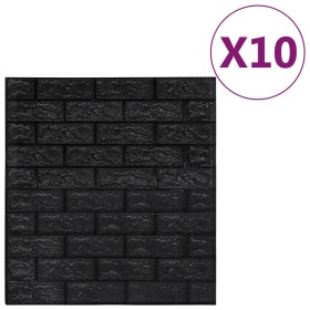 vidaXL 3D Tapete Ziegelstein Selbstklebend 10 Stk. Schwarz