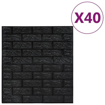 vidaXL 3D Tapete Ziegelstein Selbstklebend 40 Stk. Schwarz