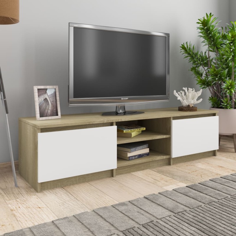 vidaXL TV-Schrank Weiß und Sonoma-Eiche 140x40x35,5 cm Holzwerkstoff vidaXL TV-Schrank Weiß und Sonoma-Eiche 140x40x35,5 cm Holzwerkstoff