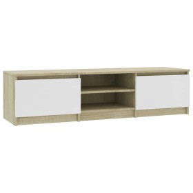 vidaXL TV-Schrank Weiß und Sonoma-Eiche 140x40x35,5 cm Holzwerkstoff
