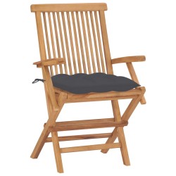 vidaXL Gartenstühle mit Anthrazit Kissen 2 Stk. Massivholz Teak