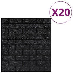vidaXL 3D Tapete Ziegelstein Selbstklebend 20 Stk. Schwarz