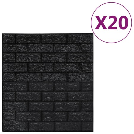 vidaXL 3D Tapete Ziegelstein Selbstklebend 20 Stk. Schwarz