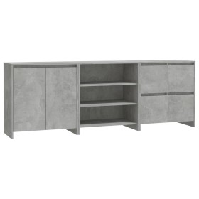 vidaXL 3-tlg. Sideboard Betongrau Holzwerkstoff