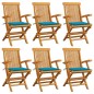 Gartenstühle mit Blauen Kissen 6 Stk. Massivholz Teak Gartenstühle mit Blauen Kissen 6 Stk. Massivholz Teak