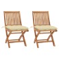 Gartenstühle 2 Stk. mit Cremeweißen Kissen Massivholz Teak Gartenstühle 2 Stk. mit Cremeweißen Kissen Massivholz Teak