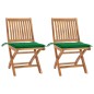 Gartenstühle 2 Stk. mit Grünen Kissen Teak Massivholz Gartenstühle 2 Stk. mit Grünen Kissen Teak Massivholz
