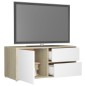 vidaXL TV-Schrank Weiß Sonoma-Eiche 80x34x36 cm Holzwerkstoff vidaXL TV-Schrank Weiß Sonoma-Eiche 80x34x36 cm Holzwerkstoff