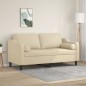 vidaXL 2-Sitzer-Sofa mit Zierkissen Creme 140 cm Stoff vidaXL 2-Sitzer-Sofa mit Zierkissen Creme 140 cm Stoff