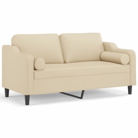 vidaXL 2-Sitzer-Sofa mit Zierkissen Creme 140 cm Stoff