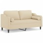 vidaXL 2-Sitzer-Sofa mit Zierkissen Creme 140 cm Stoff vidaXL 2-Sitzer-Sofa mit Zierkissen Creme 140 cm Stoff