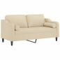 vidaXL 2-Sitzer-Sofa mit Zierkissen Creme 140 cm Stoff vidaXL 2-Sitzer-Sofa mit Zierkissen Creme 140 cm Stoff
