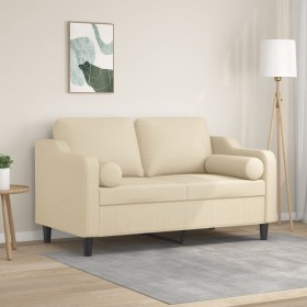 vidaXL 2-Sitzer-Sofa mit Zierkissen Creme 120 cm Stoff