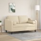 vidaXL 2-Sitzer-Sofa mit Zierkissen Creme 120 cm Stoff vidaXL 2-Sitzer-Sofa mit Zierkissen Creme 120 cm Stoff
