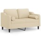 vidaXL 2-Sitzer-Sofa mit Zierkissen Creme 120 cm Stoff vidaXL 2-Sitzer-Sofa mit Zierkissen Creme 120 cm Stoff